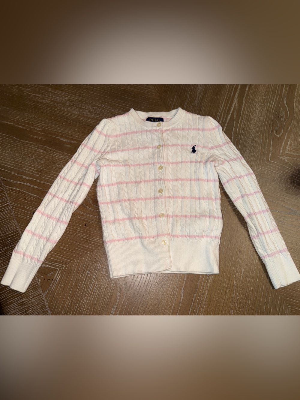 Polo Ralph Lauren Women's Cardigan Sweater Size 5 Cable Knit Crewneck White Cozy